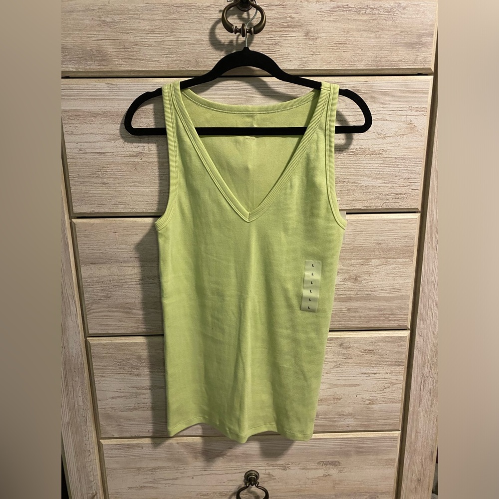 NWT Lime Green sleeveless V-Neck Top